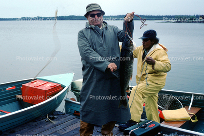 fish, fisherman, dock, Manitoba, Canada, 1970, 1970s