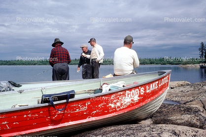 fisherman, boat, lake, water, man, male, Gods Lake Lodge, Manitoba, Canada, 1970, 1970s