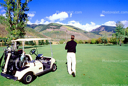 Golfer, male, man, men, golf cart, Vail Colorado