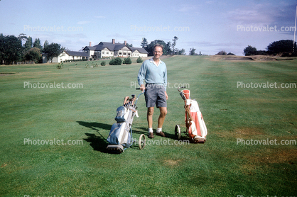 Golfer, Fairway, Golfcart, lawn, homes, houses, man, male, person