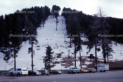 Cars Parked, Hill, Ski lift, Cars, Winter, Cold