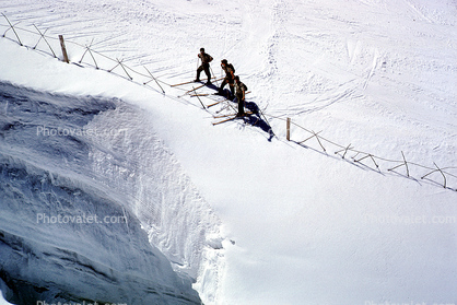 fence, crevice, cliff, danger, snow, ice, cold