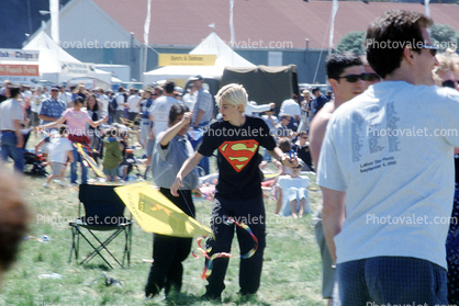 Teen Boy and Girl flying a Kite, Opening Day, Crissy Field, Celebration, May 6, 2001