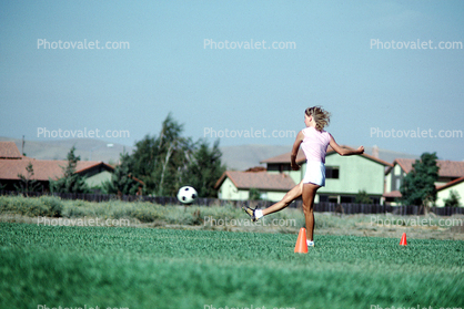 Field, Girl, Running, Playing, Kicking, Soccer Ball, Pleasanton Sports and Recreation Park