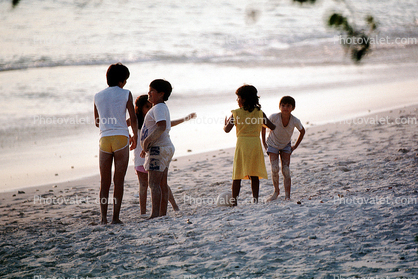 Girls, Soccer Ball, Beach, Sand, Pacific Ocean, Water, Boys, Yelapa, Mexico