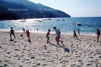 Beach, Sand, Pacific Ocean, Water, Boys, Yelapa, Mexico