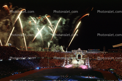 Celebration, Fireworks over Olympic Stadium, crowd