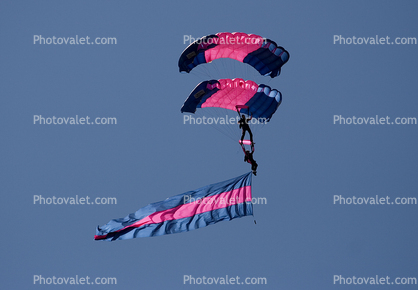 Tandem Ram Air Parachutes, canopy, giant flag, Ram Air Parachute, skydiving, diving