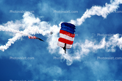 Flag, Smoke Trails, Ram Air Parachute, canopy, skydiving, diving