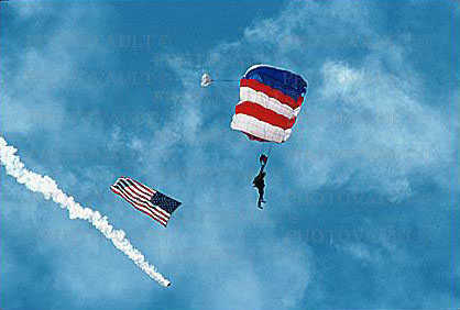 Flag, Smoke Trails, Ram Air Parachute, canopy