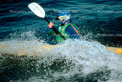 Kayak, splash, paddle, helmet