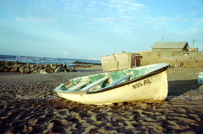 Beach, sand, ocean, boat, Mediterranean Sea, Algiers, Algeria