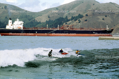 Kayak Surfing, Surfer, Surfboard, Oil Tanker, Marin Headlands, Fort Point, San Francisco