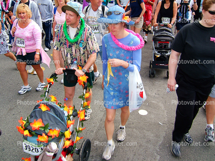 Stroller, Man, Woman, Bay to Breakers Race, Howard Street, SOMA, 2005