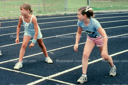 School Races, Running, Start Line, girls, race track, 1960s