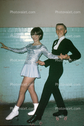 Girl, Boy, Skaters, 1950s