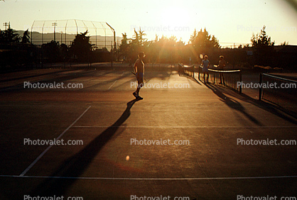 Tennis Court, sunset, Tennis Girls, Racquets