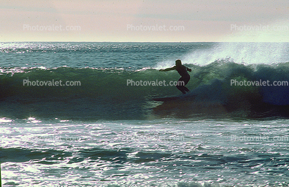 Topanga Beach, Surfer, Wetsuit, Surfboard, 1970s