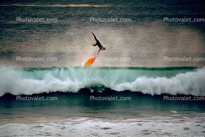 Water Texture, Beach Break, Wipe-out, Close-out, Carlsbad, California, Flying Surfer, Surfboard