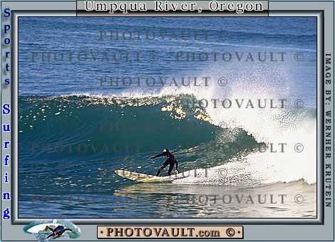 Umpqua River Mouth, Wetsuit, Surfer, Surfboard
