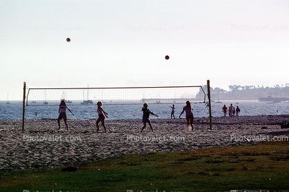 Volleyball Net, beach, Pacific Ocean, Playing, Women, Boat, ship