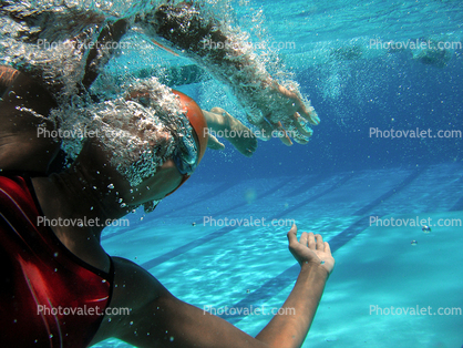 Girl, Underwater, Pool, Ripples, Water, Liquid, Wet, Bubbles, Wavelets