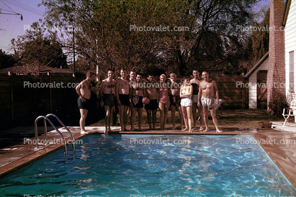 Backyard Pool, party, 1956, 1950s