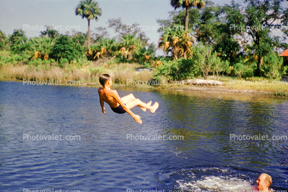 Jump, Airborne, Lake, Summer, Lakeland, Florida, 1950s