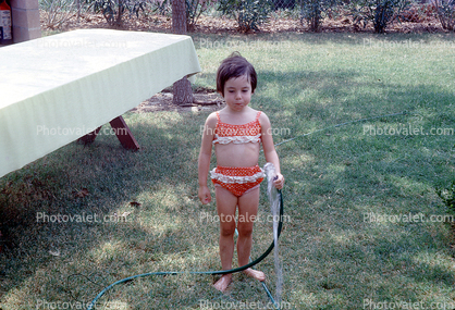hose, water, backyard, shade, 1968, 1960s
