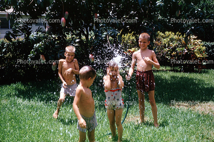 Brother, Sister, Summer Fun, Backyard, 1963, 1960s
