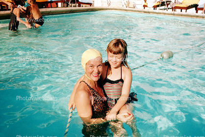 Swimming Pool, Bathingcap, Redhead, Smiles, Sunny, Summer, Summertime, 1958, 1950s