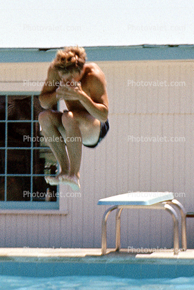 Swimming Pool, Dive, Diving Board, jump, jumping, Summery, Summer, 1960s