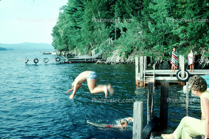 Dive, diving, lake, lakefront, Dock, Lake George, New York State