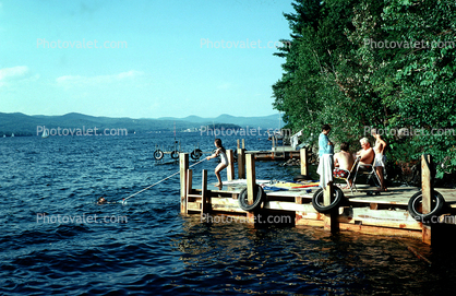lake, lakefront, Dock, Pilot Knob, New York State, 1977, 1970s