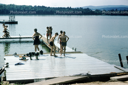 Dock, lake, Boys, 1940s
