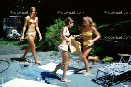 Backyard Swimming pool, Summer, Girl, 1970s