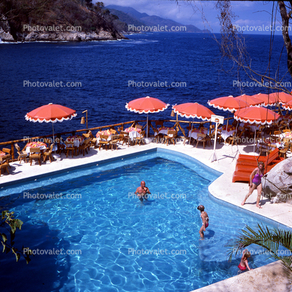 Hotel Pool, Umbrellas, 1960s