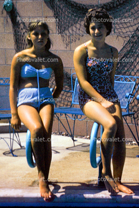 Pool Fun, Suntan, Sunburn, Barefoot, Barefeet, Girl, 1960s