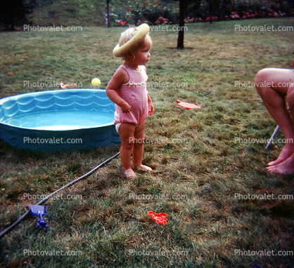 Girl, Backyard, Summer, Lawn, 1950s