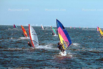Windsurfer, waves, speed, fast, water, bay, San Mateo