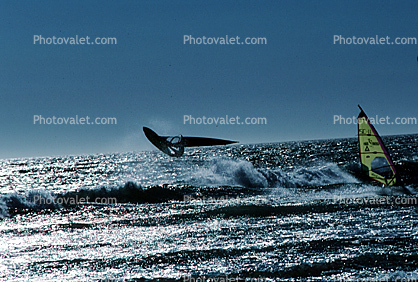Windsurfer, waves, speed, fast, water, Pacific Ocean, Santa Cruz County Beach