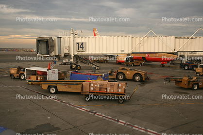 Jetway-14, baggage carts, belt loader, Jetway, Airbridge, boxes, box