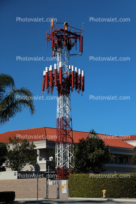 OXR's Airport Rotating Beacon, clear-green, antenna farm, Lower White-Red vertical antennas are cell phone repeaters, Oxnard California
