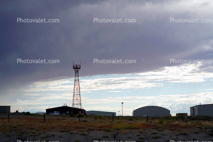 Light Beacon Tower, Canyonlands Field, (Moab Airport), clouds