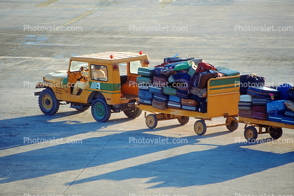 Cancun, ground personal, carts, baggage tractors, 1986, 1980s