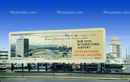 New York International Airport, Control Tower, Arrival Building, Cars, vehicles, New York City, 1957, 1950s