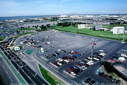 parking Lot, cars, terminal buildings, Chapel, 1988, 1980s