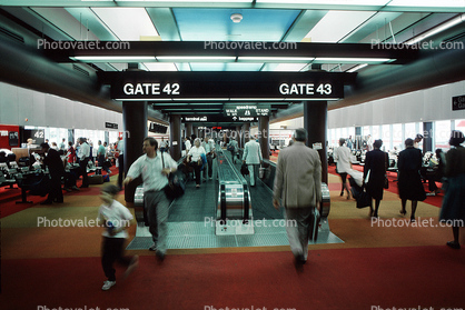 Moving Walkway, Gate 42, 43, Crowds, People, Passengers