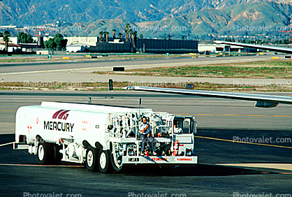 Mercury Fuel Truck, Refueling, Burbank-Glendale-Pasadena Airport (BUR), Ground Equipment, Fueling, tanker