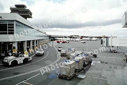 Control Tower, Air Cargo Pallets, Carts, building, tow tractor